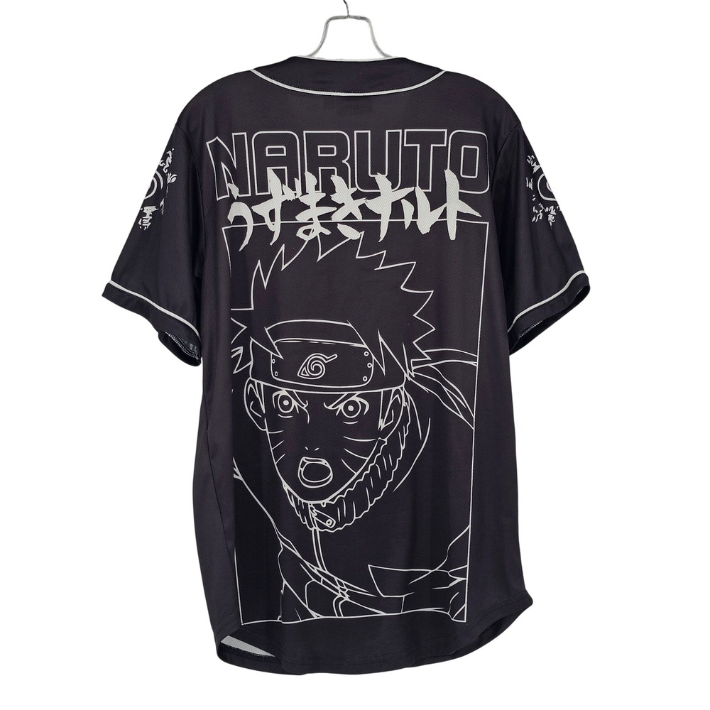 Naruto Shippuden Baseball Jersey Small Black Anime Streetwear Graphic Casual